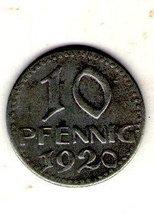 Германия (нотгельд) штабекторальная земля бремен 10 пфенингов 1920 год железо no2716