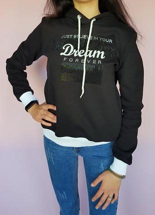 Свитшот однотонный с стразами rich glam черный 48, xl