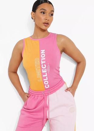 Боді-майка boohoo рожева з оранжовим