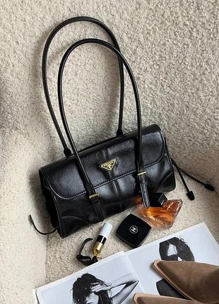 Prada medium leather shoulder bag black 30 x 16 x 11