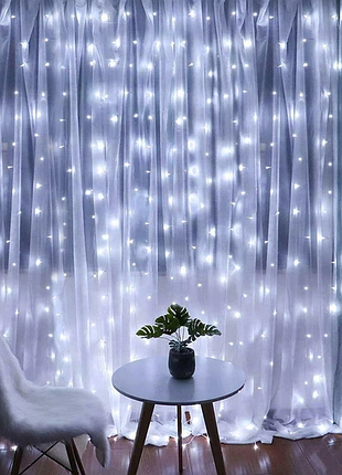 Гирлянда светодиодная штора xmas 200 led 3х2 м белый usb