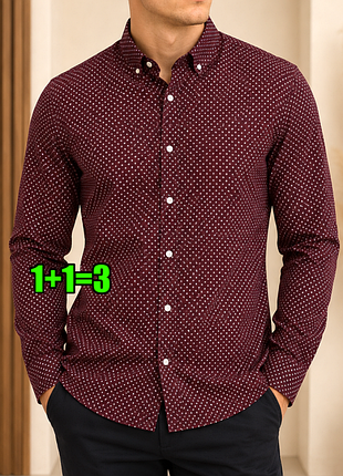 😉1+1=3 шикарная мужская бордо рубашка оксфорд redrring, размер 48 - 50