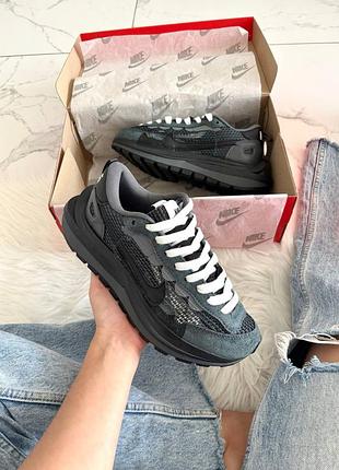 Кроссовки nike x sacai vaporwaffle grey арт 0445