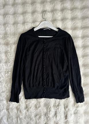 Чорний трикотажний кардиган marks & spencer (m&s woman) — розмір uk 22 / 3xl (базова кофтинка на гудзиках)