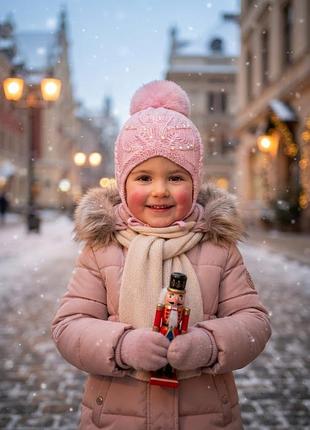 Шапка для девочек из акрила на флисе, осень и зиму.
