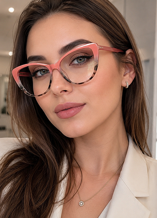 Жіноча оправа «rose cat eye» — рожево-коричнева, форма котяче око