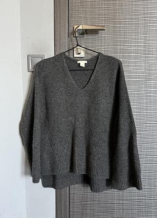 Светр з v-вирізом теплий h&m m сірий