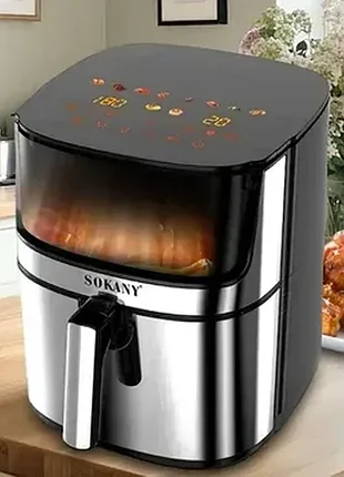 Аерофритюрниця з регулюванням температури sokany sk-10045 6.5 л 2000 вт