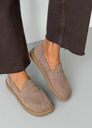 Женские лоферы анатомические barefoot бежевые натуральная замша 11608