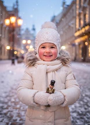 Шапка для девочек из акрила на полном флисе, на зиму и осень.