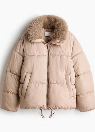 Стеганый бомбер овер7сайз бежевого цвета h&amp;m