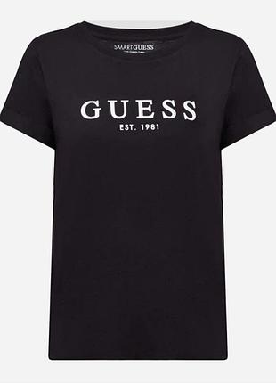Чорна базова футболка guess з логотипом (100% органічна бавовна, розмір s)
