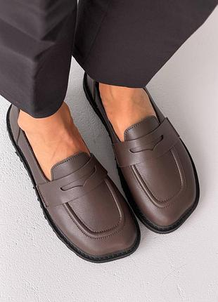 Женские лоферы анатомические barefoot коричневые натуральная кожа 11611
