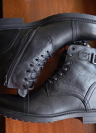 Черевики jack&jones jfwshelby leather boot sn anthracite 12192762 оригінал нові р.42 натуральна шкіра чорні