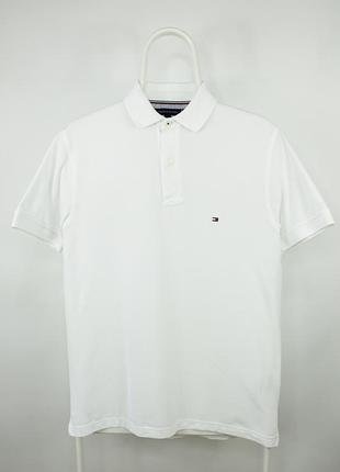 Белоснежная футболка поло tommy hilfiger white polo shirt