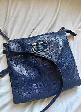 Оригінальна шкіряна сумка кросбоді marc by marc jacobs (темно-синя)