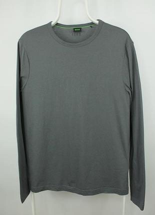 Легкйи бавовняний лонгслів футболка boss gray cotton regular fit longsleeve men’s