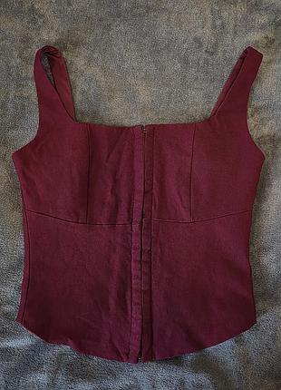 Бордовый корсетный топ / corset top / y2k
