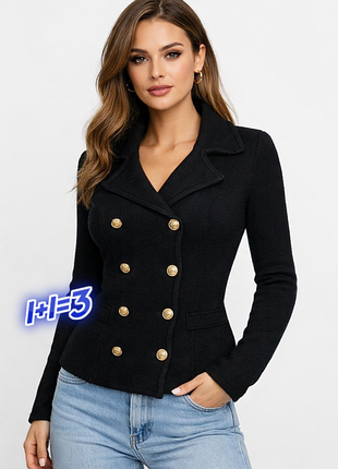 1+1=3 стильный черный кардиган пиджак h&amp;m, размер 44 - 46