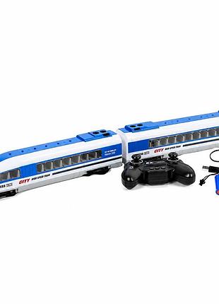Игрушечный поезд city train на пульте 2.4 ghz, скоростной экспресс, аккумулятор 3.7 v, световые эффекты, 2 вагона