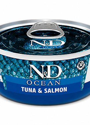 Вологий корм для котів farmina n&d ocean tuna & salmon — з тунцем і лососем