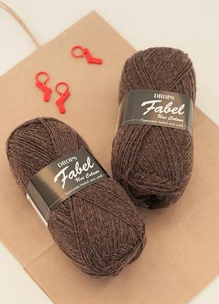 Шкарпеткова пряжа drops fabel — uni print, 300 brown