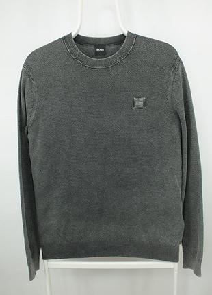 Вʼязаний бавовняний джемпер кофта hugo boss knitted garment dyed gray cotton pullover jumper men’s