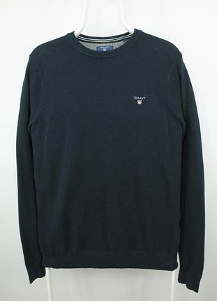 Бавовняний джемпер светр кофта gant knitted premium navy cotton pullover men’s