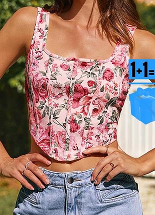 Топ в квітковий принт xl