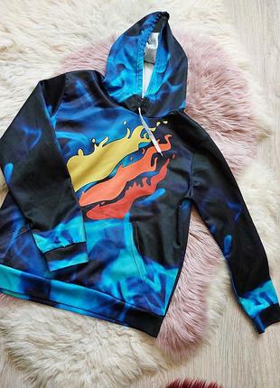 🧡💙🩵 крутий худі з яскравим принтом