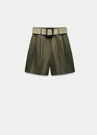 Лляні шорти zara хакі, розмір m, нові