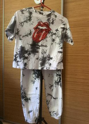Rolling stones футболка и штаны тай дай тайдай 9 лет 134 костюм