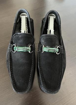 Gucci bamboo horsebit suede мокасины