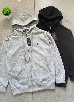 Кофта чоловіча polo ralph lauren сіра бавовняна на змійці розмір l