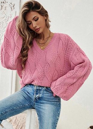 Светр рожевий shein ажурний m-l