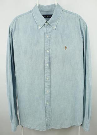 Стильна брендова сорочка рубашка polo ralph lauren chambray blue melange shirt men’s