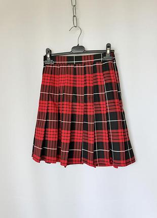 Mcs stores юбка мини красная в клетку клетчатая школьная школьница винтаж