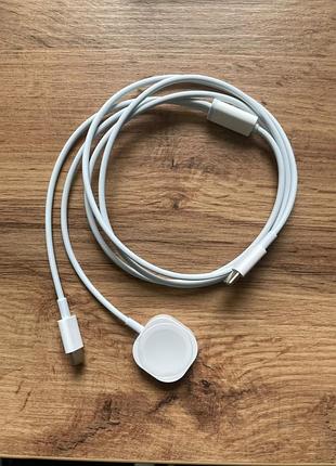 Магнітний кабель швидкої зарядки apple watch (apple watch magnetic fast charger to usb-c) в білому кольорі. 2 в 1