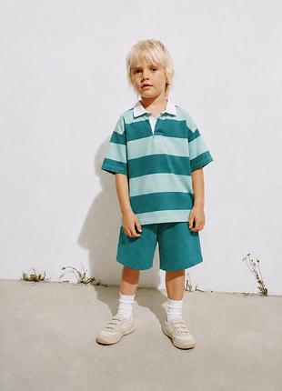 Літній зелений оверсайз костюм zara шорти футболка поло