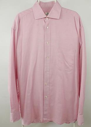 Винтажная премиальная рубашка рубашка luigi borrelli napoli pink cotton dress shirt men's