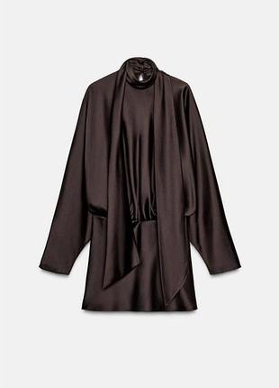 Шоколадна коротка сукня zara