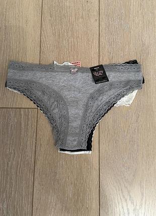 Набір трусиків (3 шт)  чорні/сірі/білі hunkemoller, розмір s