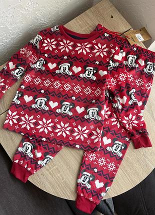 Піжама велюрова primark mickey mouse міккі маус тепла піжама для хлопчика для дівчинки 3-4 роки 104 розмір дитяча піжама утеплена пижама микки маус