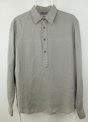 Лляна сорочка рубашка aspesi 100% linen relaxed fit popover gray shirt men’s