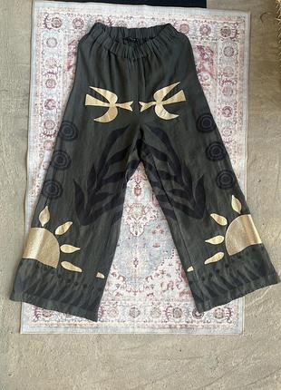 Льонові широкі сірі брюки greek archaic kori