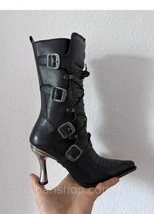 Кожаные сапоги new rock m-9375-s1 на металлических каблуках