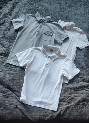 Набор теннисок футболок поло в школу светло серая белая h&amp;m темно zara серая next рубашки