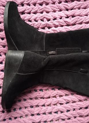 Сапоги женские, черные, натуральная замша 38