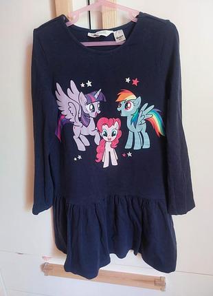 Платье коттоновое для девочки с единорогами hasbro h&amp;m 6-8 лет (122-128 см)