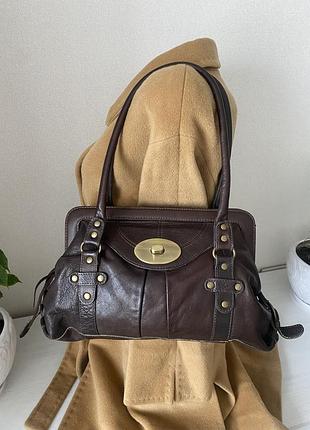 Брендова шкіряна коричнева сумка 👜